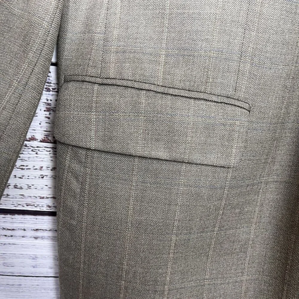 Pendleton Blazer Jacket Mens 46R Brown Glen Plaid Wool 2 Button Lined Suit Coat